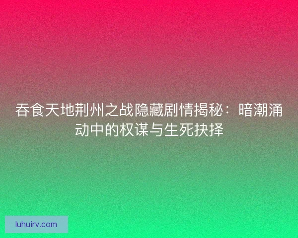 吞食天地荆州之战隐藏剧情揭秘：暗潮涌动中的权谋与生死抉择