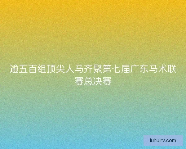 逾五百组顶尖人马齐聚第七届广东马术联赛总决赛