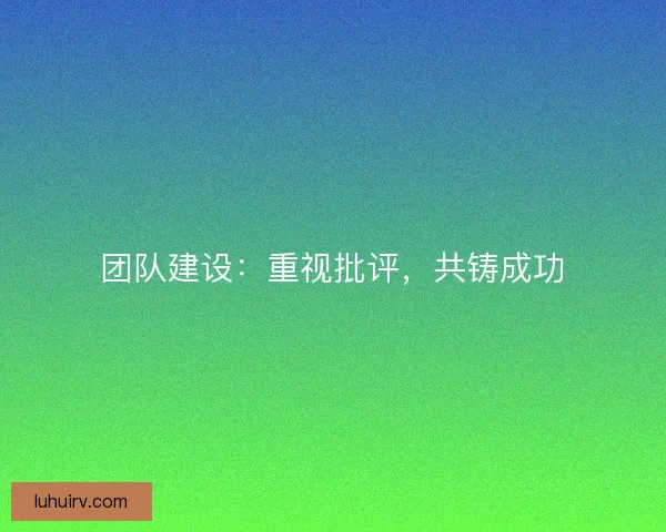 团队建设：重视批评，共铸成功